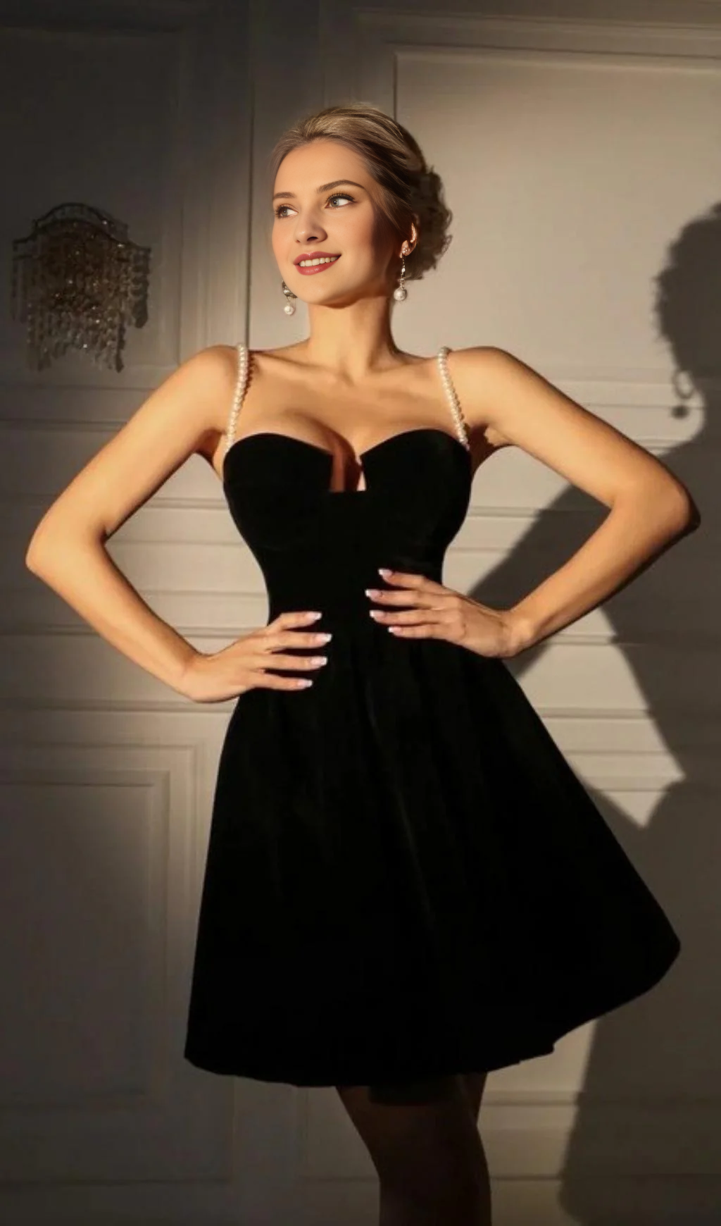 Pearl Strap Strapless A-line Prom Dress