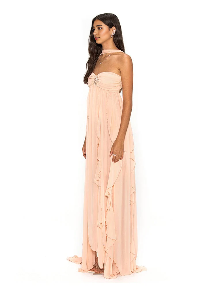 Lace Irregular Dress In Pink