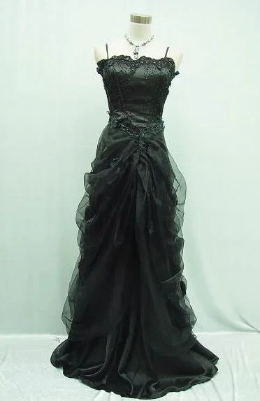 Formal Wear Dresses Black Straps Beading Vintage A-Line Long Party Dress Stores With Prom Dresses Formal Women's Dresses
