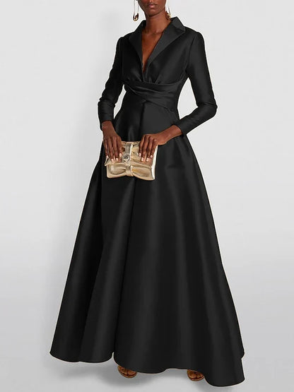 Mom Of The Bride Dressbride Mother Dress A-Line/Princess Long Sleeves V-Neck Floor-length Evening Dresses Formal Women's Dresses
