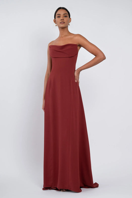 A-Line Strapless Scoop Neck Sleeveless Simple Strapless Prom Dresses for Women No Slit Custom Off the Shoulder Evening Dresses