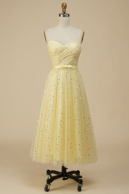 A-Line Sweetheart Tulle Homecoming Dress With Sequin