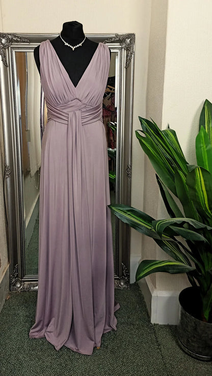 A-line Deep V Neck Off Shoulder Sleeveless Floor Length Prom Dress