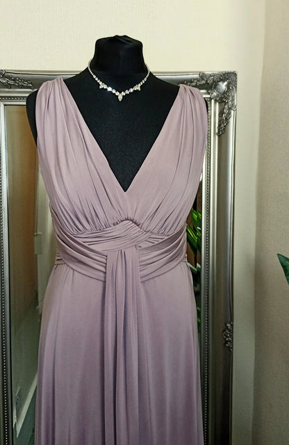 A-line Deep V Neck Off Shoulder Sleeveless Floor Length Prom Dress