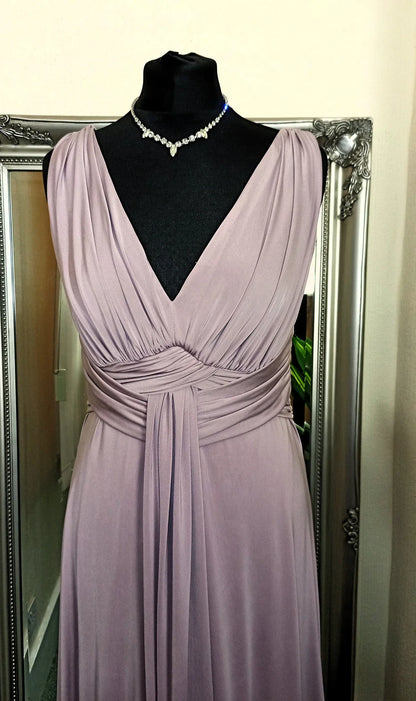 A-line Deep V Neck Off Shoulder Sleeveless Floor Length Prom Dress