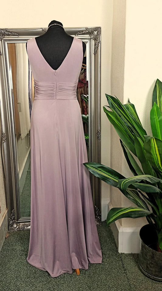 A-line Deep V Neck Off Shoulder Sleeveless Floor Length Prom Dress