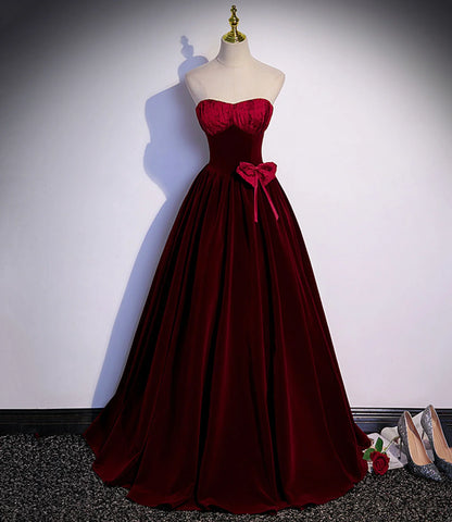 Dresses Formal Burgundy Velvet Long Prom Dress A-line Evening Gown Stores With Prom Dresses