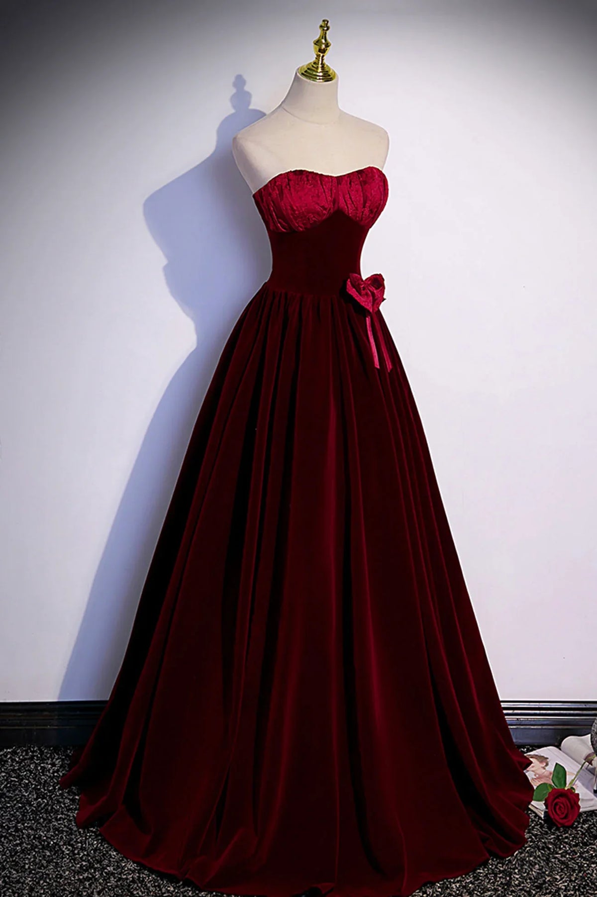 Dresses Formal Burgundy Velvet Long Prom Dress A-line Evening Gown Stores With Prom Dresses