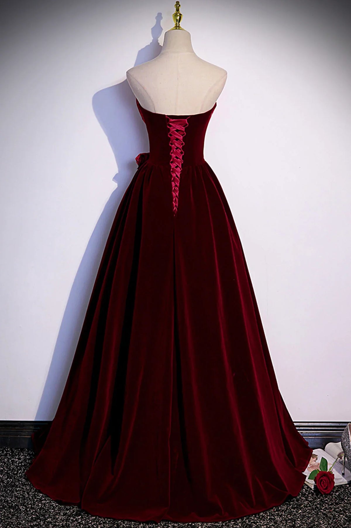 Dresses Formal Burgundy Velvet Long Prom Dress A-line Evening Gown Stores With Prom Dresses