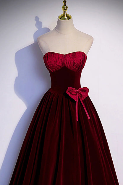 Dresses Formal Burgundy Velvet Long Prom Dress A-line Evening Gown Stores With Prom Dresses