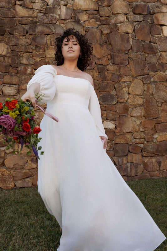 Formal Wear Dresses Long Sleeves Off-the-shoulder A-line Floor Length Wedding Dress With Train Long Sleeve Long Dresses Prom