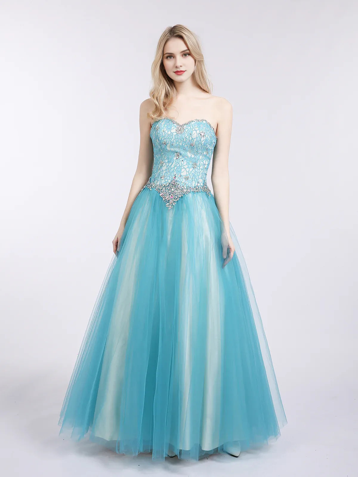 A-line Off-the-Shoulder Sweetheart Neck Lace and Tulle Prom Evening Dress