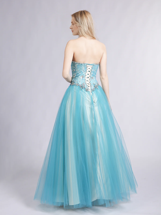 A-line Off-the-Shoulder Sweetheart Neck Lace and Tulle Prom Evening Dress