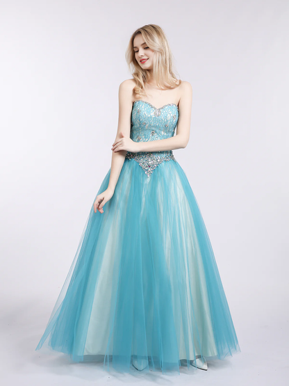 A-line Off-the-Shoulder Sweetheart Neck Lace and Tulle Prom Evening Dress