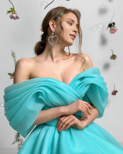 A-line Off Shoulder Sleeveless Multi Layer V Neck Elegant Short Homecoming Prom Dress