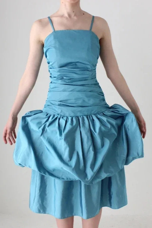 A-line Spaghetti Straps Prom Dress Chic Ruffle Bustier Cocktail Dress