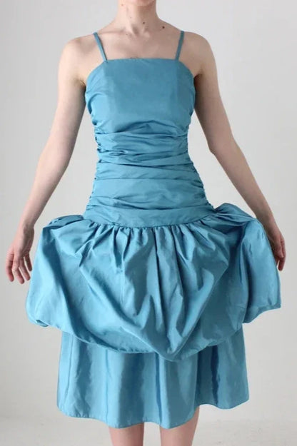 A-line Spaghetti Straps Prom Dress Chic Ruffle Bustier Cocktail Dress