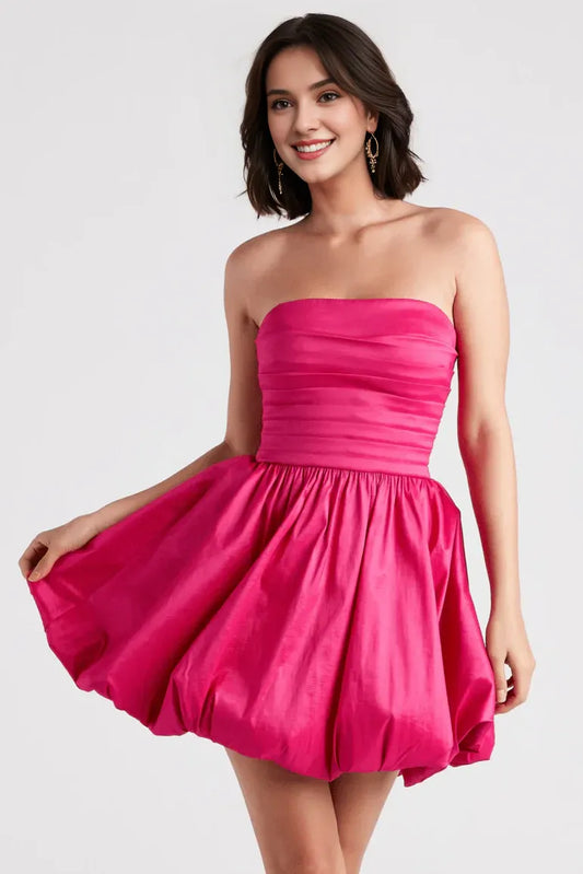 A-line Strapless Sleeveless Off Shoulder Short Homecoming Dress