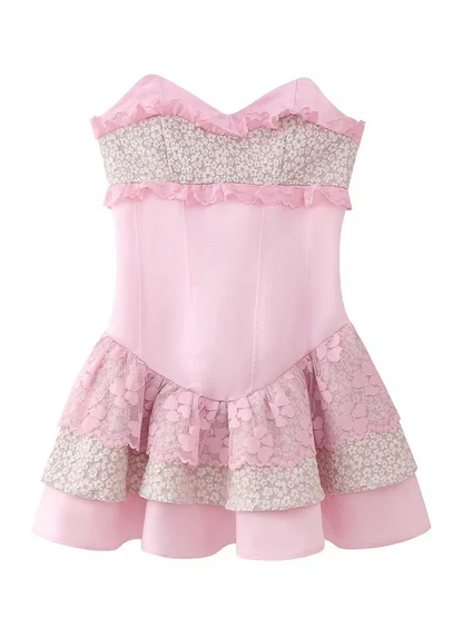 A-line Sweet Romantic Off-the-Shoulder Strapless Homecoming Dress
