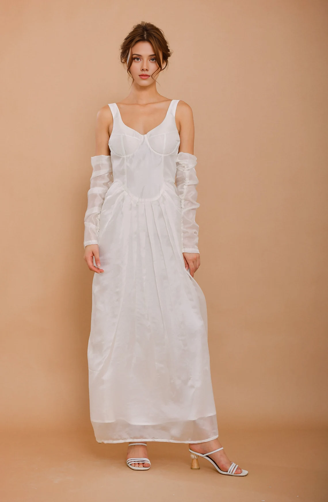 A-line V Neck Backless Wide Straps Elegant Sleeveless Ankle Length Wedding Prom Party Dress