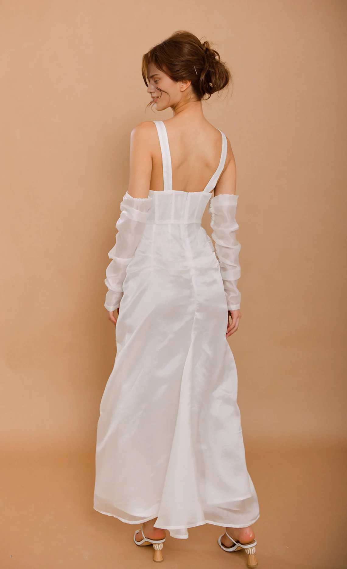 A-line V Neck Backless Wide Straps Elegant Sleeveless Ankle Length Wedding Prom Party Dress