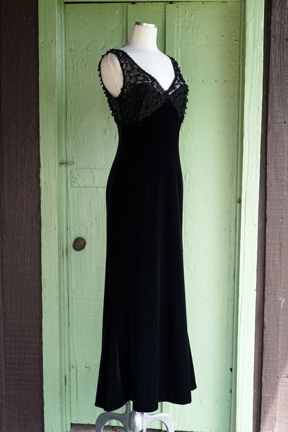 A-line V Neck Mermaid Sleeveless Lace Up Backless Floor Length Prom Party Dress