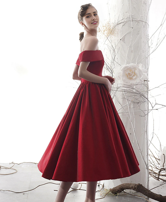 A-line Off-the-Shoulder Satin Short Prom Dress