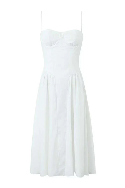 A-line Spaghetti Straps Square Neck Sweetheart Bodice Prom Dress