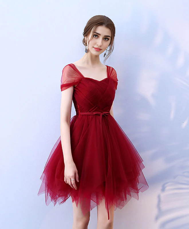 A-line Tulle Backless Homecoming Dresses