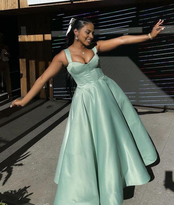 Formal Women's Dresses Tiffany Blue A Line Satin Long Prom Dress Formal Party Dress Prom Dresses Stores