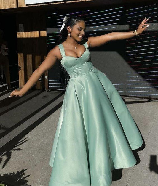 Formal Women's Dresses Tiffany Blue A Line Satin Long Prom Dress Formal Party Dress Prom Dresses Stores