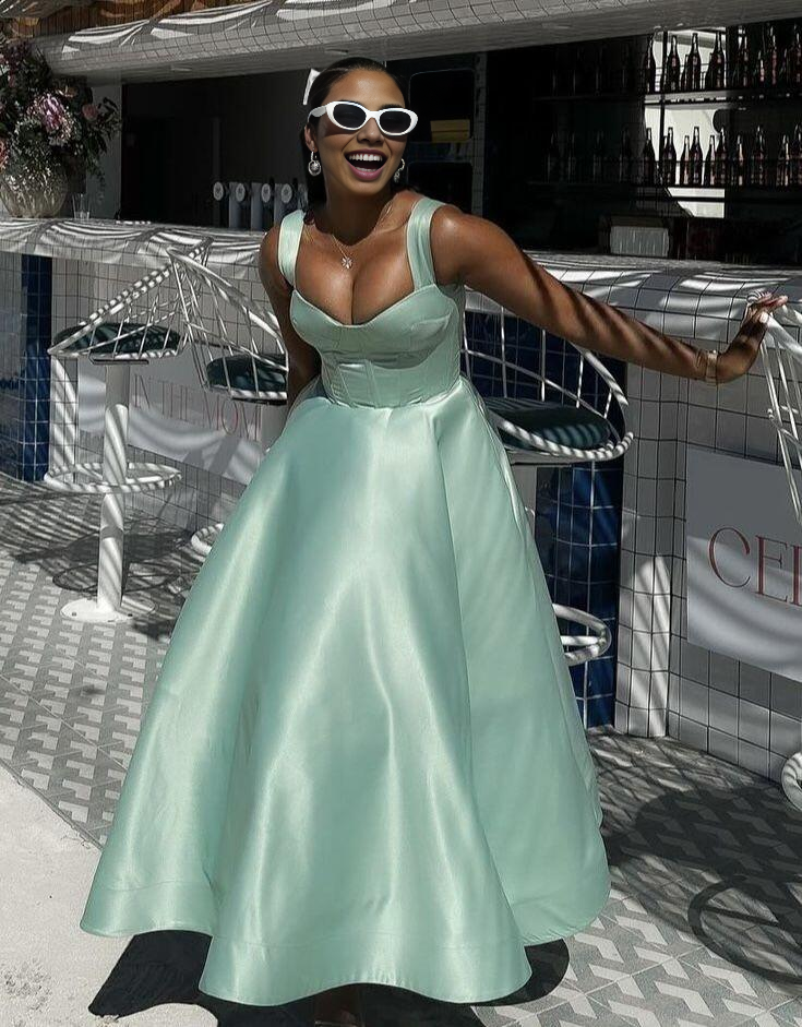 Formal Women's Dresses Tiffany Blue A Line Satin Long Prom Dress Formal Party Dress Prom Dresses Stores