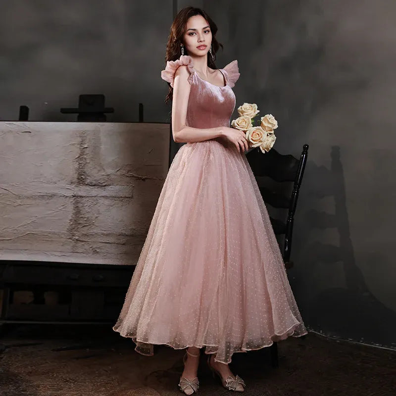 Formal Women's Dresses Pink Sweet Velvet Tulle Homecoming Dress A Line Short Prom Dress Prom Dresses Stores