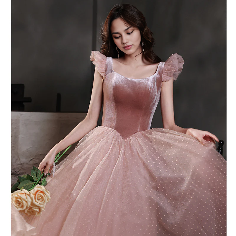 Formal Women's Dresses Pink Sweet Velvet Tulle Homecoming Dress A Line Short Prom Dress Prom Dresses Stores