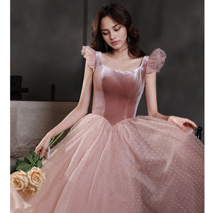 Formal Women's Dresses Pink Sweet Velvet Tulle Homecoming Dress A Line Short Prom Dress Prom Dresses Stores