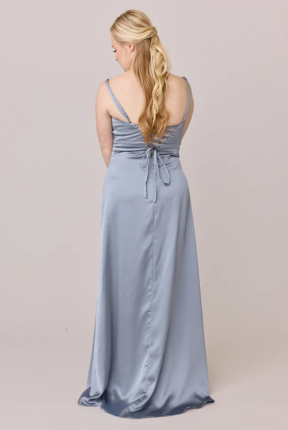 Discount Fitted Cowl Neck Sleeveless Satin Floor-Length Plus Size Prom Dress