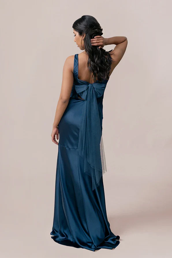 Affordable Mermaid Scoop Neck Sleeveless Satin Floor-Length Prom Dress