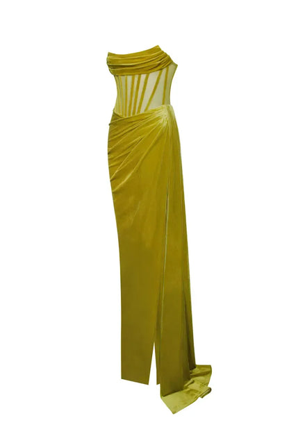 Affordable Mermaid Strapless Sleeveless Velvet Floor-Length Prom Dress