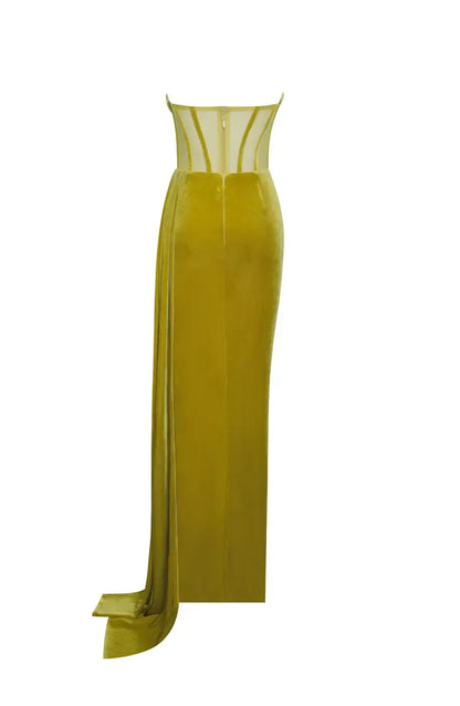 Affordable Mermaid Strapless Sleeveless Velvet Floor-Length Prom Dress
