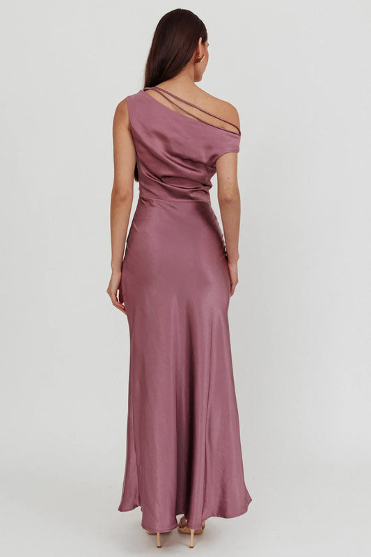 Affordable Sheath/Column One Shoulder Sleeveless Backless Floor-Length Prom Dress