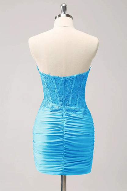 Lilac Sweetheart Bodycon Corset Homecoming Dress with Appliques Formal Wear Dresses Prom Dress Stores