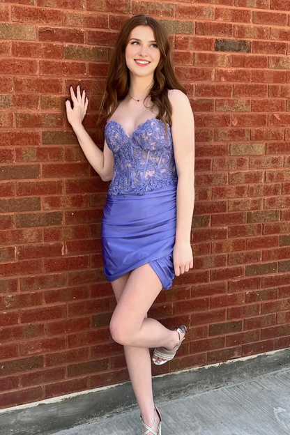Lilac Sweetheart Bodycon Corset Homecoming Dress with Appliques Formal Wear Dresses Prom Dress Stores