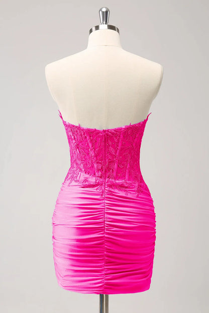 Lilac Sweetheart Bodycon Corset Homecoming Dress with Appliques Formal Wear Dresses Prom Dress Stores