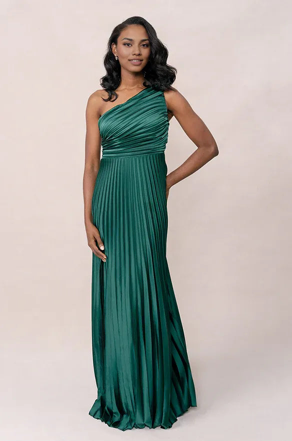 Bargain A-Line One Shoulder Sleeveless Satin Floor-Length Prom Dress