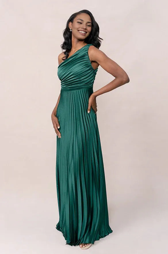 Bargain A-Line One Shoulder Sleeveless Satin Floor-Length Prom Dress