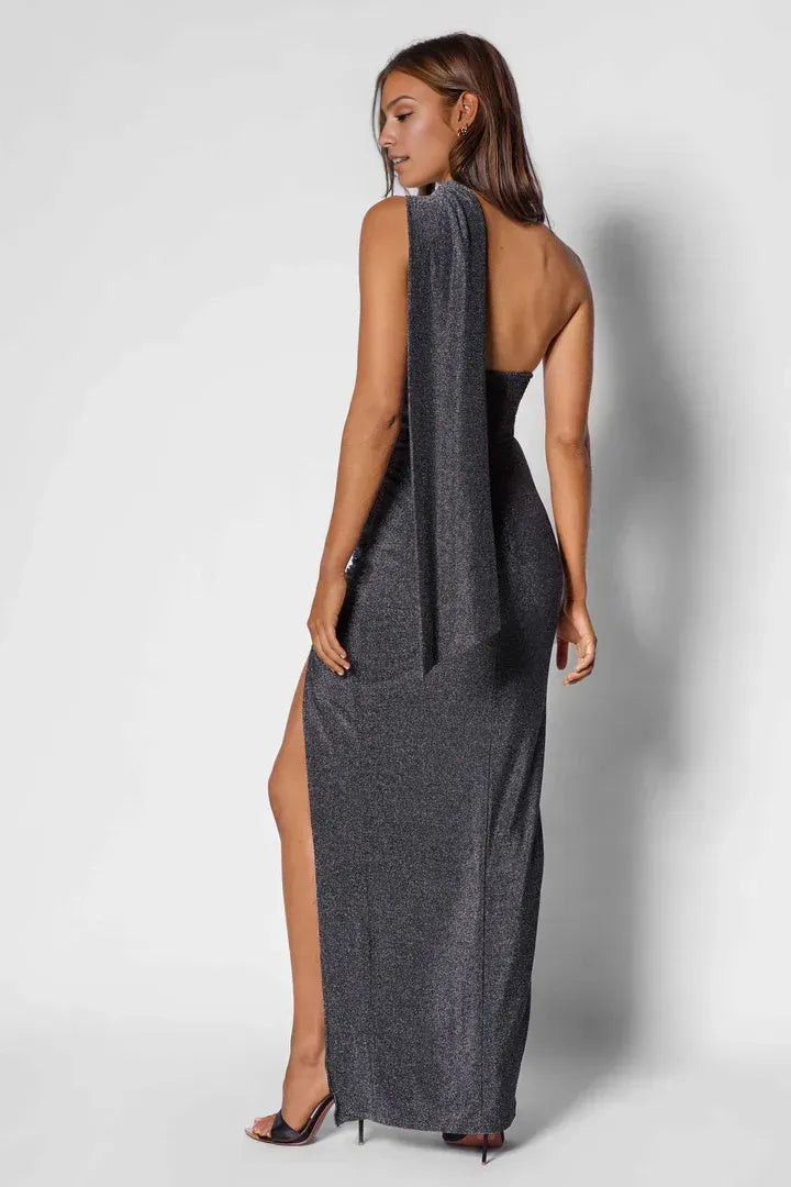 Bargain Bodycon Scarf Neck Sleeveless Satin Ankle-Length Prom Dress