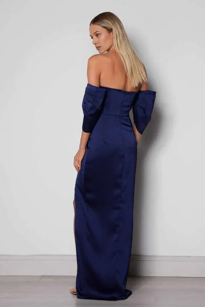 Bargain Fitted Off the Shoulder Sleeveless Backless Floor-Length Prom Dress