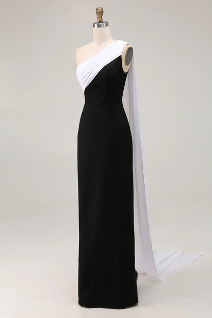 Bargain Sheath/Column One Shoulder Sleeveless Satin Floor-Length Evening Dress