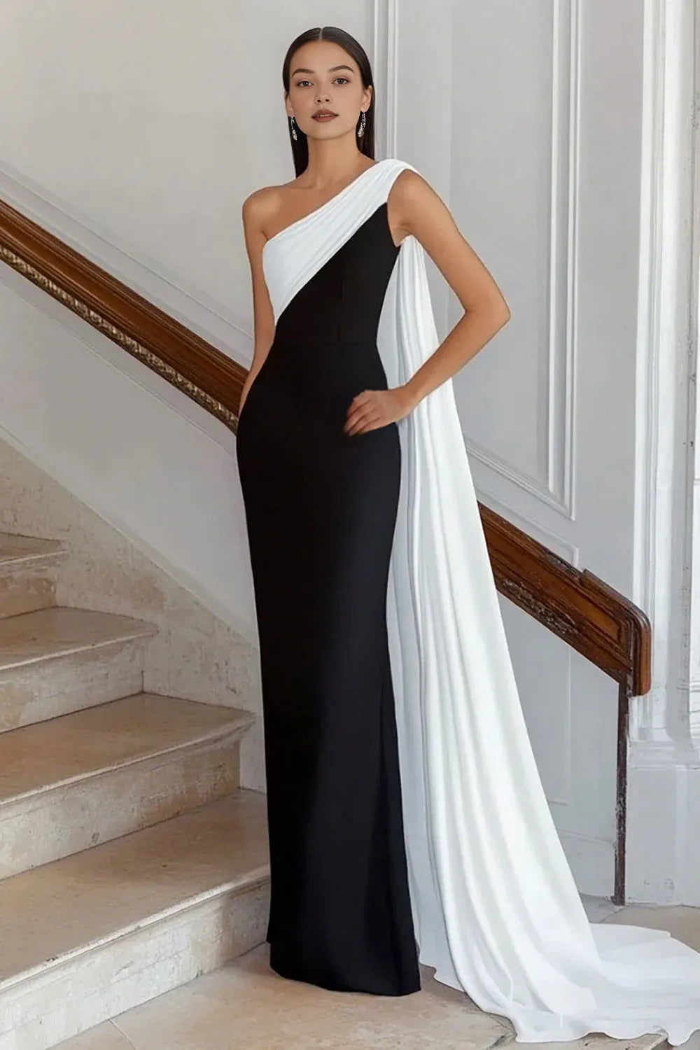 Bargain Sheath/Column One Shoulder Sleeveless Satin Floor-Length Evening Dress