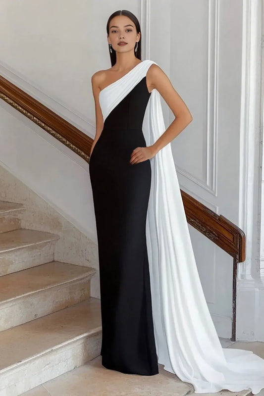 Bargain Sheath/Column One Shoulder Sleeveless Satin Floor-Length Evening Dress